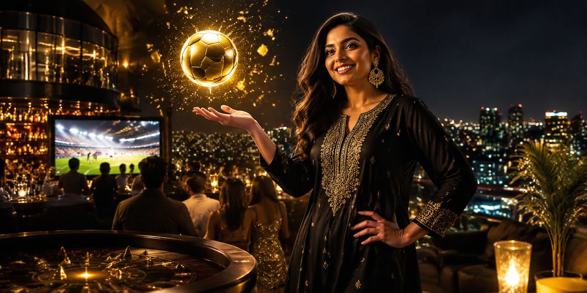 A woman playing cricket betting on mobile in traditional Indian kurti